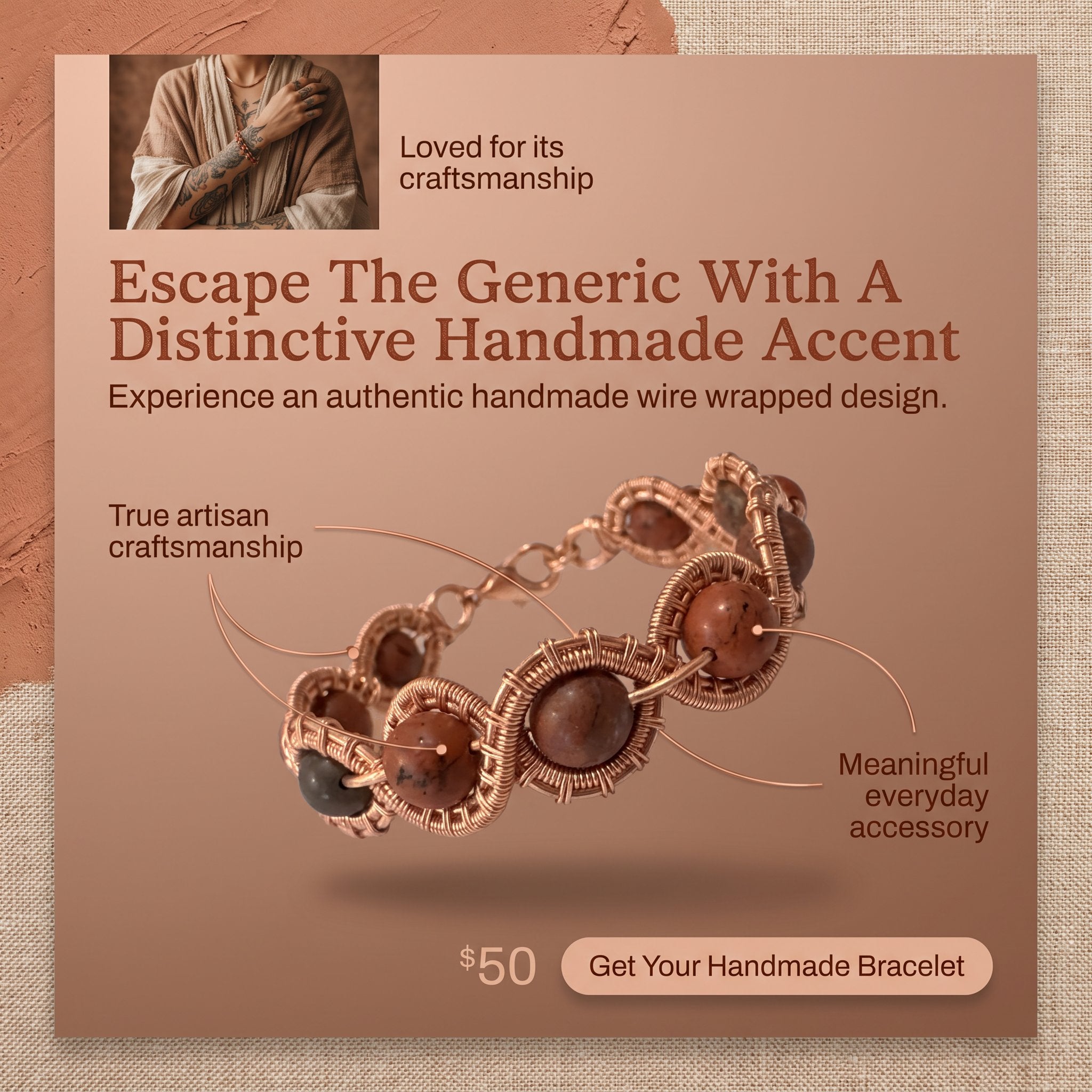 Copper wrapped bracelet